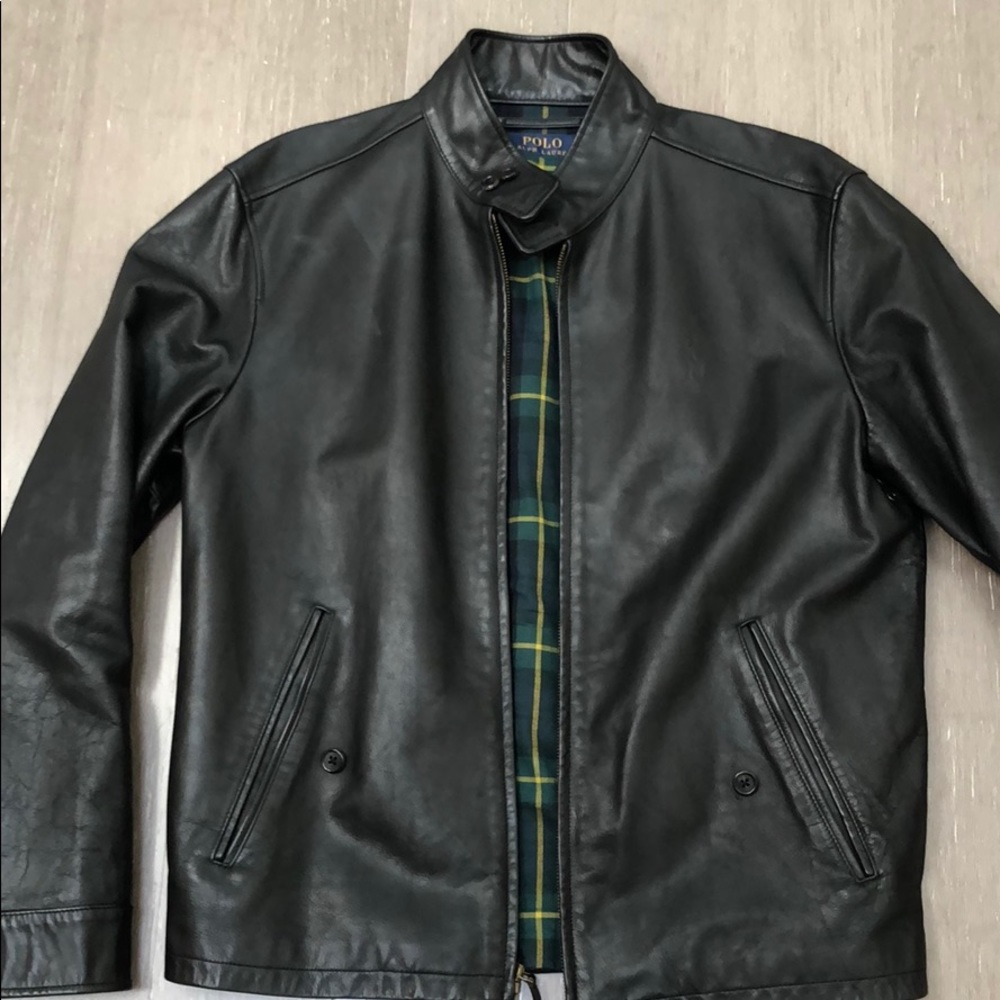 Men leather bomber jacket.